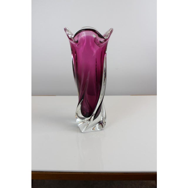 Ruby Glass Pink-Clear Vase, 1960s For Sale - Image 4 of 7