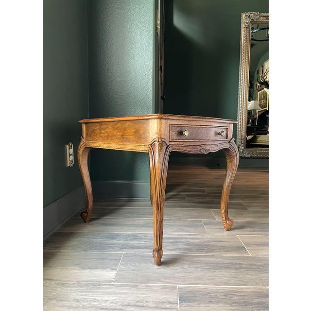 Late 20th Century Century Furniture Burlwood French Provincial End Table With Drawer For Sale - Image 5 of 15