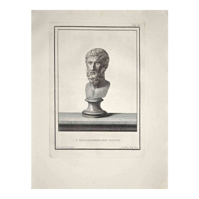 Nicola Billy, Ancient Roman Bust, Original Etching, Late 18th-Century For Sale