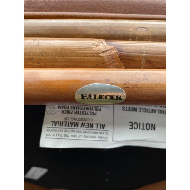 Vintage Palecek High Back Arm Chairs With Leather Seats, a Pair For Sale - Image 16 of 16