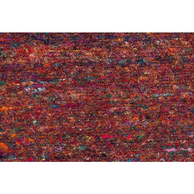 Modern Sari Silk Runner Fragment by Doris Leslie Blau Size: 2'6" × 17'9" (76 × 541 cm) Color: Orange Construction: Knotted...