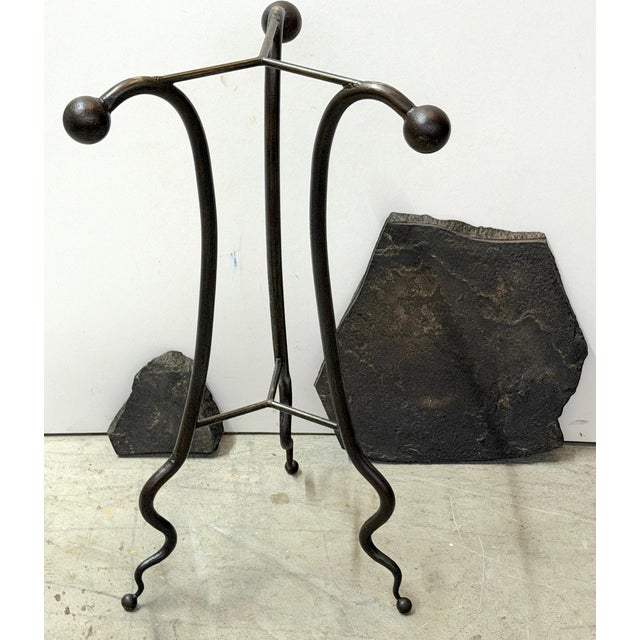 Late 20th Century Modern Wrought Iron & Slate Two-Tier Side Table, in the Style of Albert Paley For Sale - Image 5 of 14