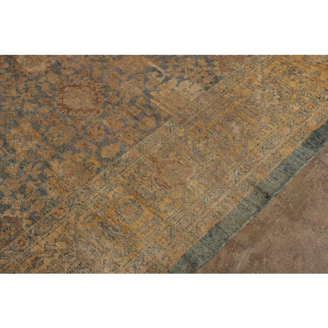 Beige Antique Sultanabad Persian Rug in Beige-Brown and Blue Floral Pattern For Sale - Image 8 of 9
