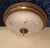 Flat Vintage Ceiling Lamp with Patinated Brass Frame and Partially Frosted Glass Shade For Sale - Image 4 of 7