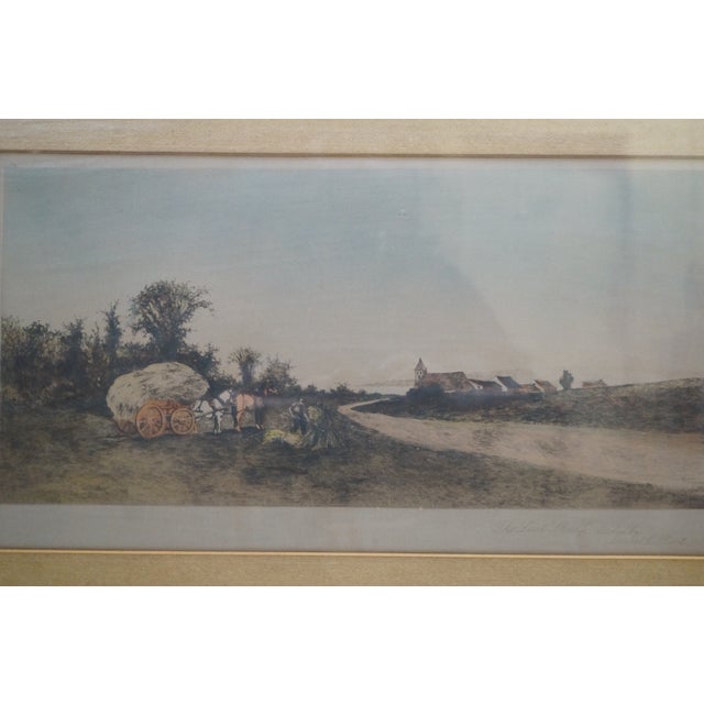 Antique Ernest C Rost Last Sheaf Country Farm Harvest Landscape Etching 30" For Sale - Image 4 of 11