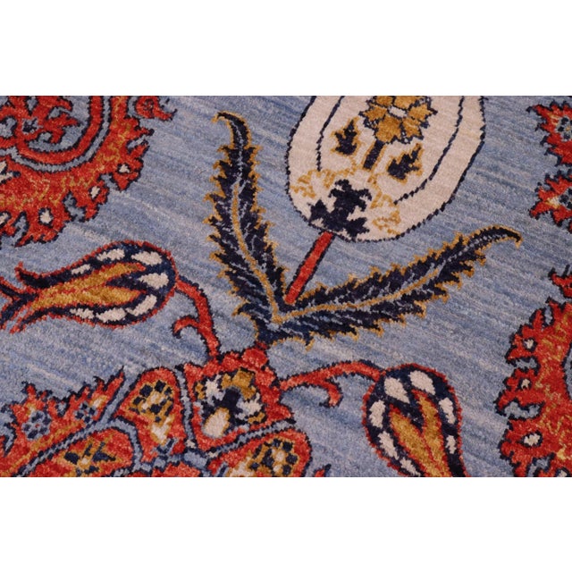 Blue Boho Chic Ziegler Rolf Blue Rust Hand-Knotted Wool Rug - 10'1'' X 13'10'' For Sale - Image 8 of 8