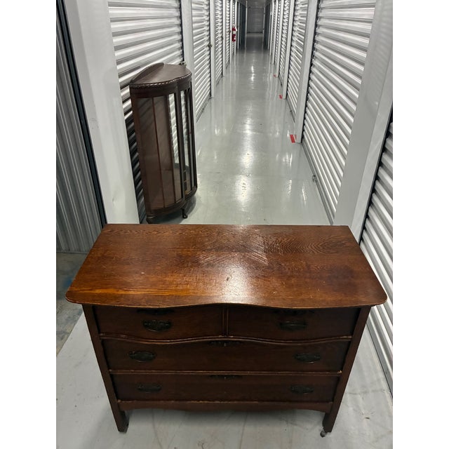 Antique Vintage Victorian Solid Tiger Oak Wood Accent Dresser Chest of Drawer For Sale - Image 12 of 12