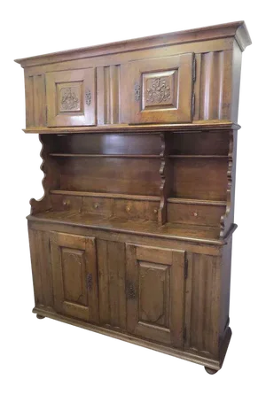 Swiss Walnut Cupboard Carved Panel Armorial Family Crest