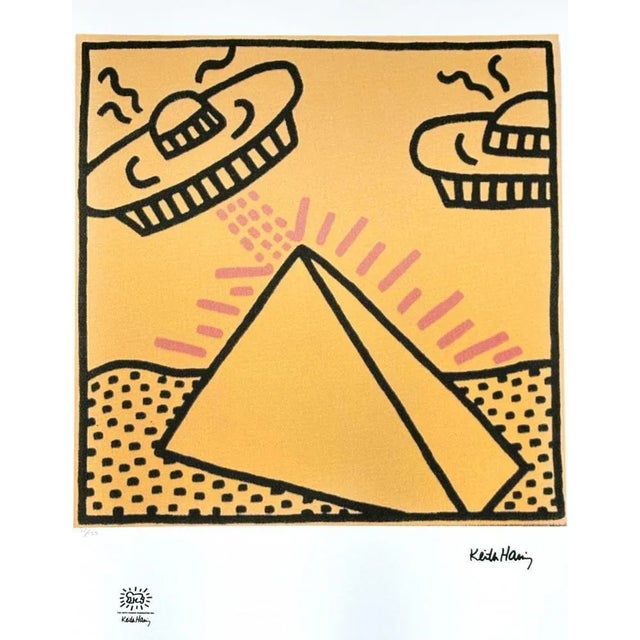 Contemporary Keith Haring, Pyramid with UFOs, Lithograph For Sale - Image 3 of 3