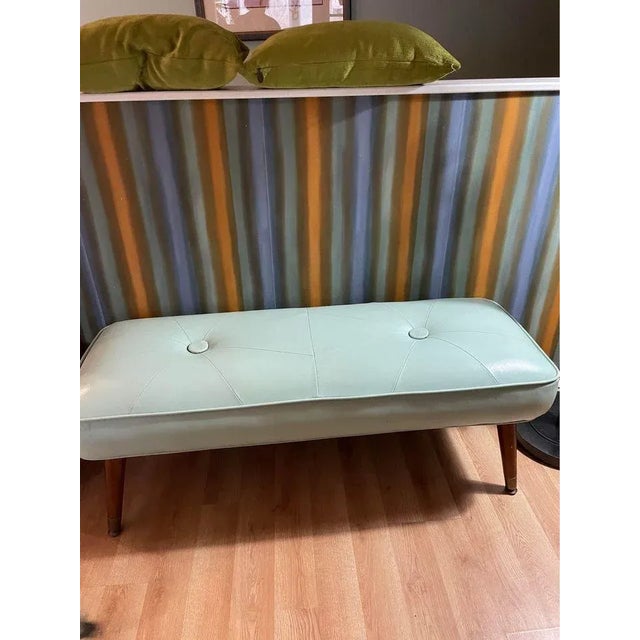 2000 - 2009 Mid-Century Modern Design Leather Bench For Sale - Image 5 of 9