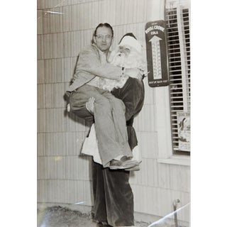 Vintage 1956 Santa Claus Holding a Grown Man Royal Crown Cola Snapshot Photograph For Sale