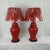 Red 1960s Vintage Large Coral Porcelain Ginger Jar Lamps With Shades - a Pair For Sale - Image 8 of 12