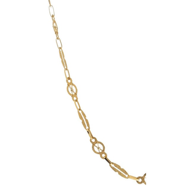 19.2K Gold Necklace. Portuguese, 20th century; in 19.2kt gold; textured plate links. with 'deer' hallmarks; dated...