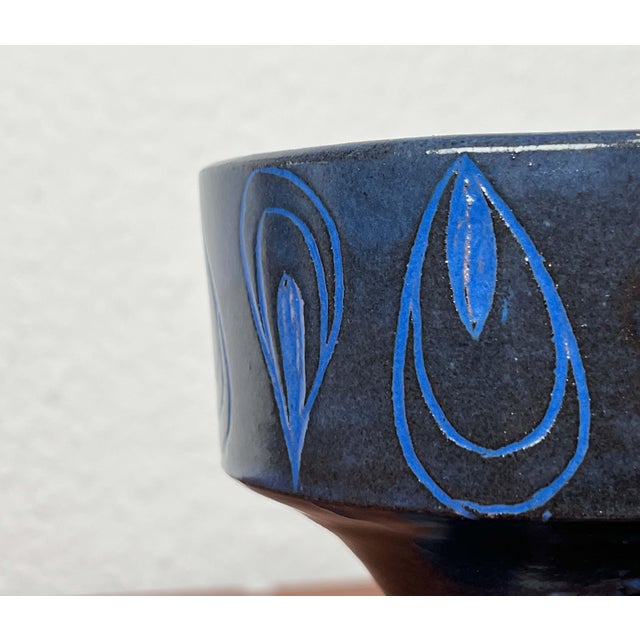 Mid-Century Modern Germany Blue Ceramic Candle Holder from Gebr. H.u.G. Claussen, 1960s For Sale - Image 10 of 13