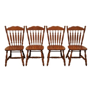 Set of 4 Amish Oak Gallery Salem, Sd Solid Oak Rustic Country French Dining Side Chairs For Sale