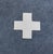 Cabin French Blue and Cream Appliqué Cross Wool & Linen Feather/Down Pillow For Sale - Image 3 of 6