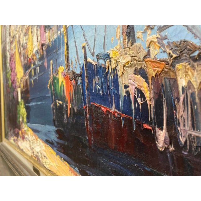 Vintage Mid Century Original Jan Bevort Large Framed Oil Painting - TMC Chicago Authentic Style 3980 For Sale - Image 4 of 15