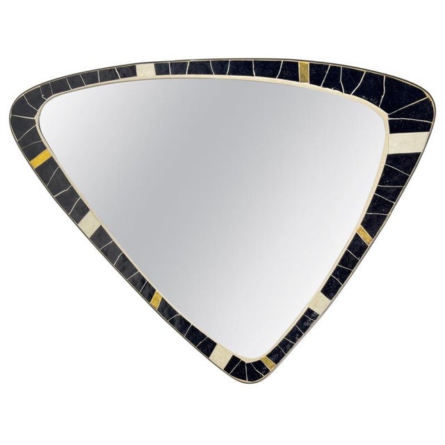 Mid-Century Modern Asymmetrical Mosaic and Brass Free-Form Mirror from Muller, 1950s For Sale - Image 18 of 18