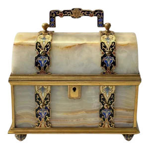 French Late 19th Century Onyx Champlevé Jewelry Box
