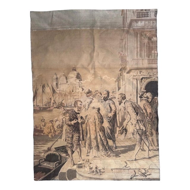 Antique French Jacquard Tapestry in the style of Aubusson, Venice, 1940s For Sale