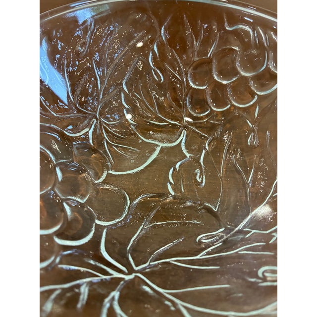 Transparent Vintage Kig Indonesia Clear Grape Pattern Pressed Glass Bowls, Set of 10 For Sale - Image 8 of 10