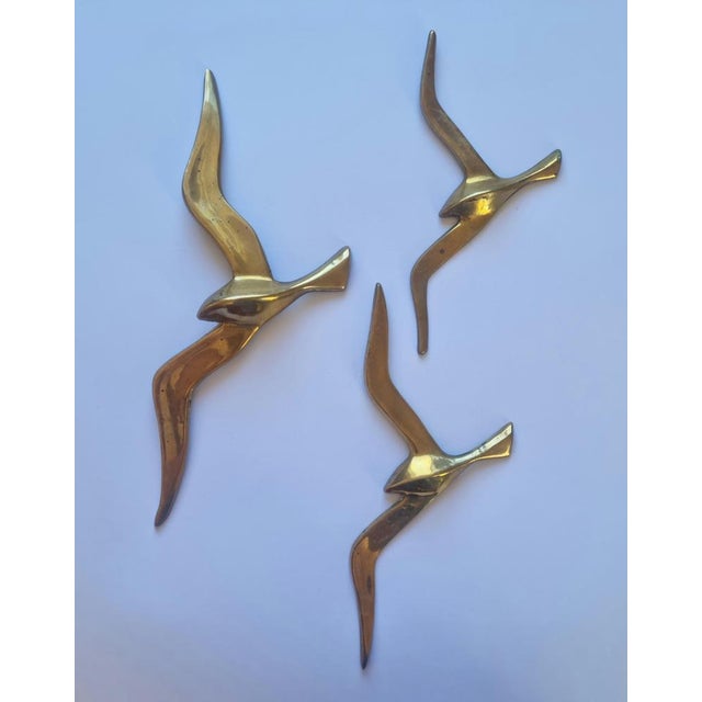 Brass Wall Decor Sculptures of Seagulls, Austria, 1963, Set of 3 For Sale - Image 6 of 14