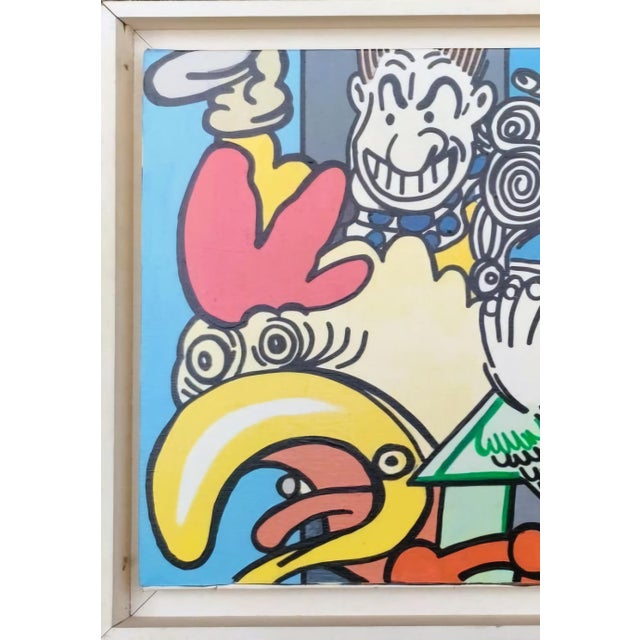 Abstract Signed Gudmundur Erró Oil on Canvas, Framed Pop Art Figurative Composition. For Sale - Image 3 of 5