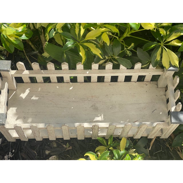 Vintage white Pricket wood planter.