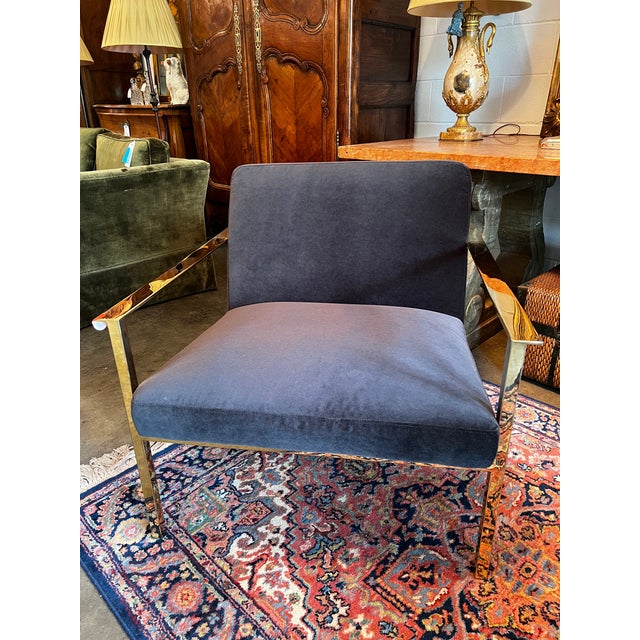 Mid-Century Modern Pair of Dark Velvet Chairs For Sale - Image 3 of 8