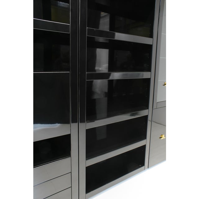 High Gloss Wall Cabinet with Bar by Guy Lefevre for Maison Jansen, 1970s, Set of 3 For Sale - Image 11 of 18