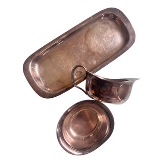 Silver-Plated Sugar, Tray and Milk Jug by Carl M. Cohr, Set of 3 For Sale