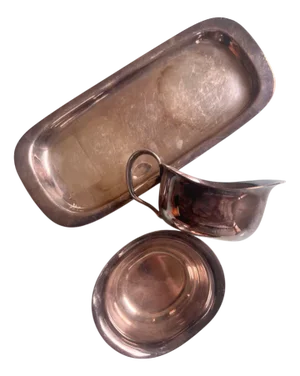 Silver-Plated Sugar, Tray and Milk Jug by Carl M. Cohr, Set of 3