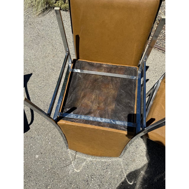 Metal 1970s Pierre Cardin for Dillingham Set of Six Dining Chairs - Leather/Suede and Chrome For Sale - Image 7 of 12