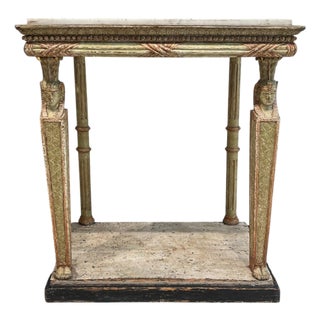 Swedish Gustavian Egyptian-Style Antique Gilded Console Table With Marble Top – Attributed to Jonas Frisk For Sale