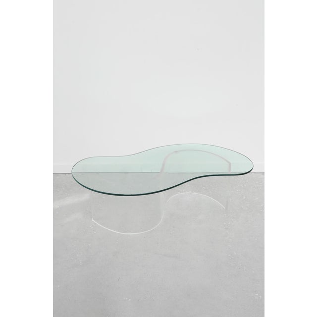1980s Biomorphic Lucite and Glass Coffee Table For Sale - Image 5 of 9