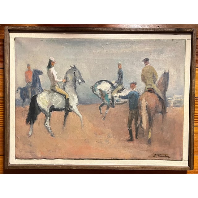 Stephen Csoka (American 1897 - 1989) Mid-Century Oil Painting on Canvas of Equestrian Figures on Riding Horse Back Circa 1950 For Sale In New York - Image 6 of 8