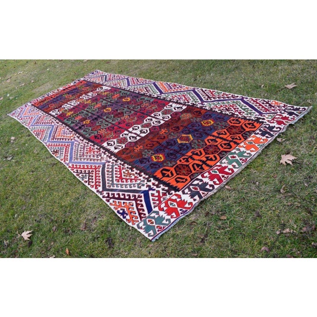 VINTAGE HANDWOVEN TURKISH ANATOLIAN KILIM 6'3'' X 14'7'' / 190 X 445cm Hand woven with high quality wool Clean Excellent...