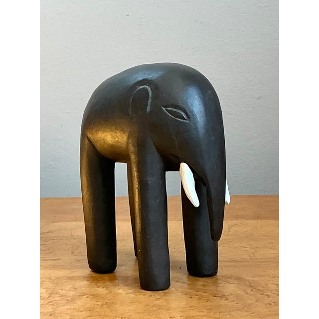 Coffee Vintage Wooden Elephant Figurine For Sale - Image 8 of 12