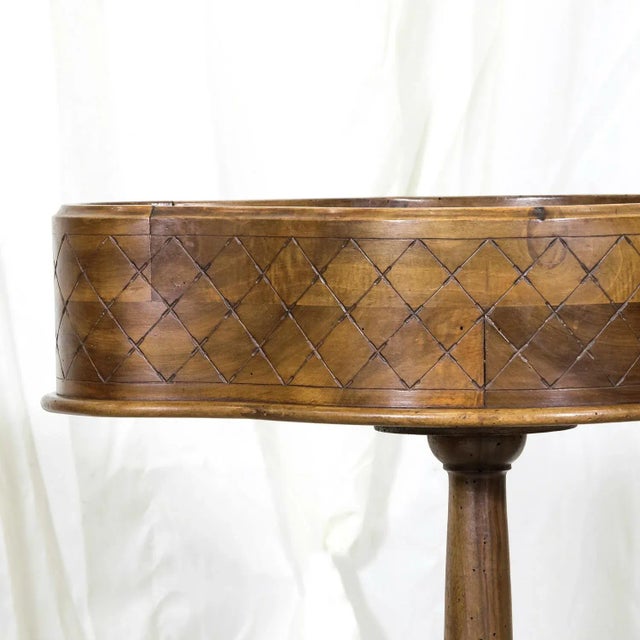 Brown 19th Century French Carved Oval Shaped Walnut Jardinière Planter on Tripod Stand For Sale - Image 8 of 12