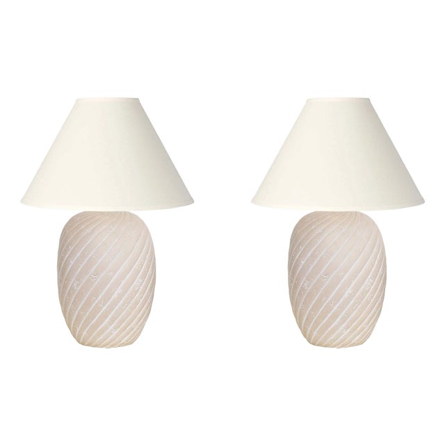 1980s Sand Swirl Ceramic Table Lamps For Sale