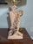 1950s Mid-Century Modern Pink and Gold Swirl Leaf Ceramic Table With Matching Original 2 Tiered Fiberglass Shade With Matching Gold Leave For Sale In Dallas - Image 6 of 12