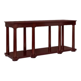 Ralph Lauren Dalehurst Khaya and Mahogany Pillar Large Console Table For Sale