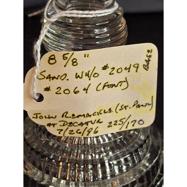 Wood Rare Antique Boston & Sandwich Engraved Glass Whale Oil Lamp "Patent" Cork Burner c.1835 For Sale - Image 7 of 18