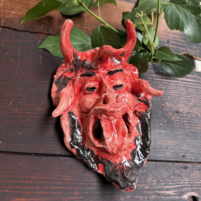 Red Red Ceramic Apotropaic Mask, Gennaro Condurso, Italy, 2010s For Sale - Image 8 of 10
