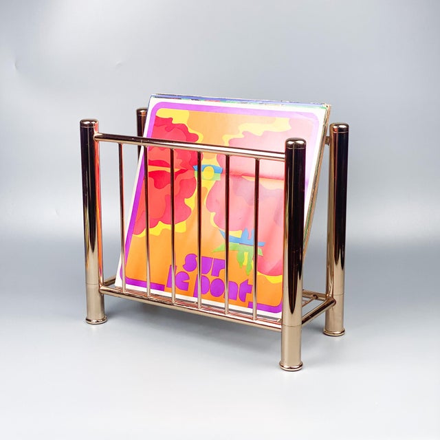 Modern Art Deco Style Brass Magazine Rack and Organizer, 1970s For Sale - Image 3 of 7