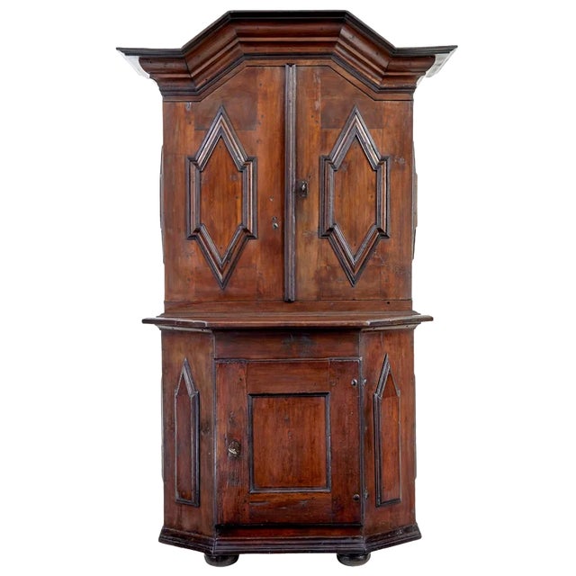 18th Century Scandinavian Pine Baroque Cupboard, 1790s For Sale