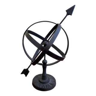 Black Iron Armillary Globe Sculpture – Traditional Landscape & Garden Decor For Sale