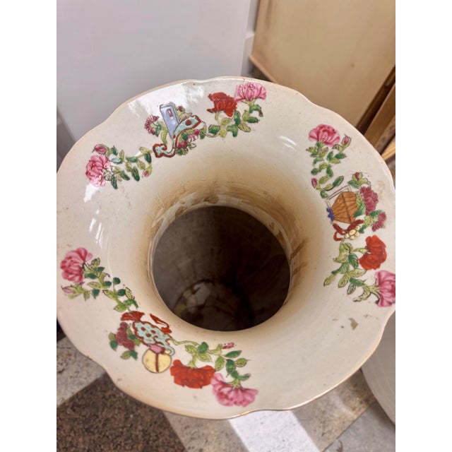 Ceramic Large Vintage Chinese Famille Rose Style Porcelain Vase, Mid to Late 20th Century For Sale - Image 7 of 12