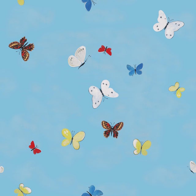 Sample - Flying Butterflies Wallpaper by Paule Marrot in Multi For Sale