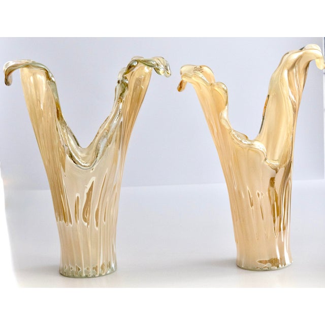 Mid-Century Modern Large Mid-Century Italian Murano Art Glass Vases - A Pair For Sale - Image 3 of 9